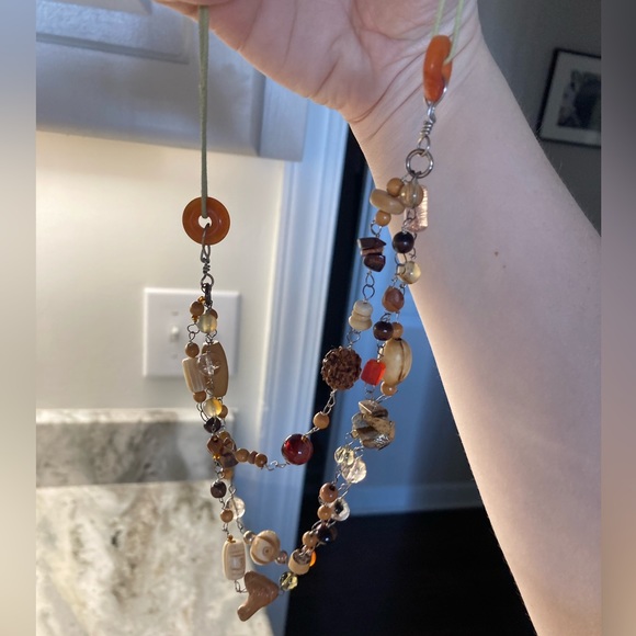 Handmade Artisan Brown/Tan Beaded Multi-Layered Necklace - Picture 2 of 6